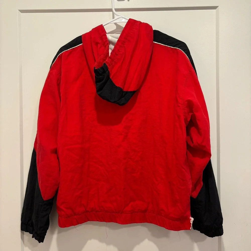 Vintage Nike 90's Kids Windbreaker Jacket Red‎ Black Full Zip Hooded S 4-6